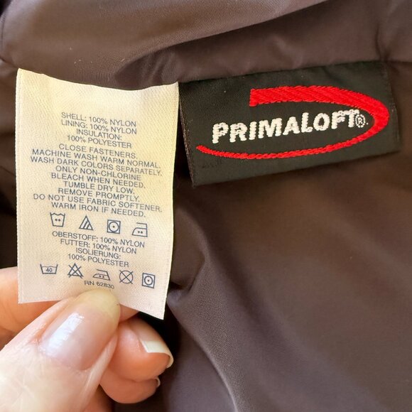 Lands' End PrimaLoft tan sleeveless mock neck fully lined puffy vest small 6-8 - Picture 12 of 12